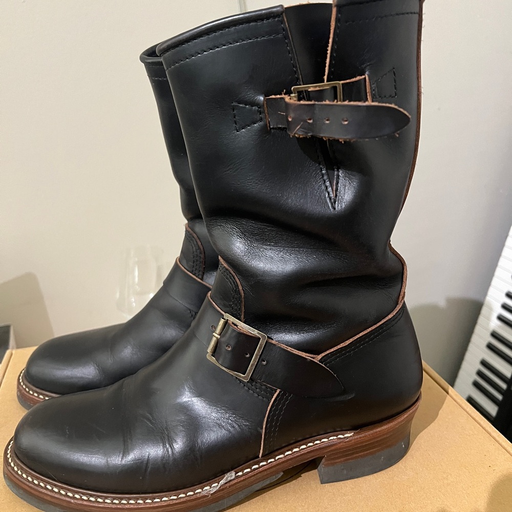 Brand New Men's John Lofgren Black Leather Engineer Boots with Buckle Detail